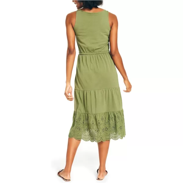 Nautica Womens Eyelet Midi DressOlivine