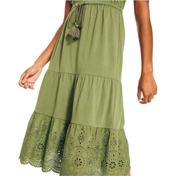 Nautica Womens Eyelet Midi DressOlivine