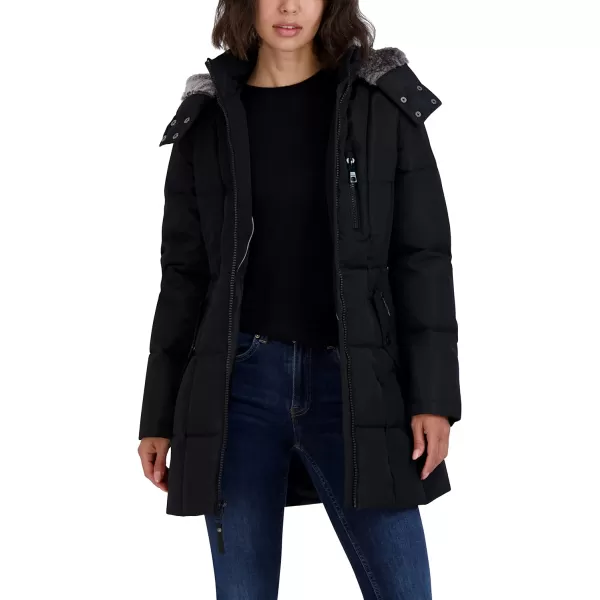 Nautica Womens Heavyweight Puffer Jacket with Faux Fur Lined HoodBlack