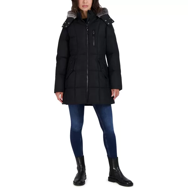 Nautica Womens Heavyweight Puffer Jacket with Faux Fur Lined HoodBlack