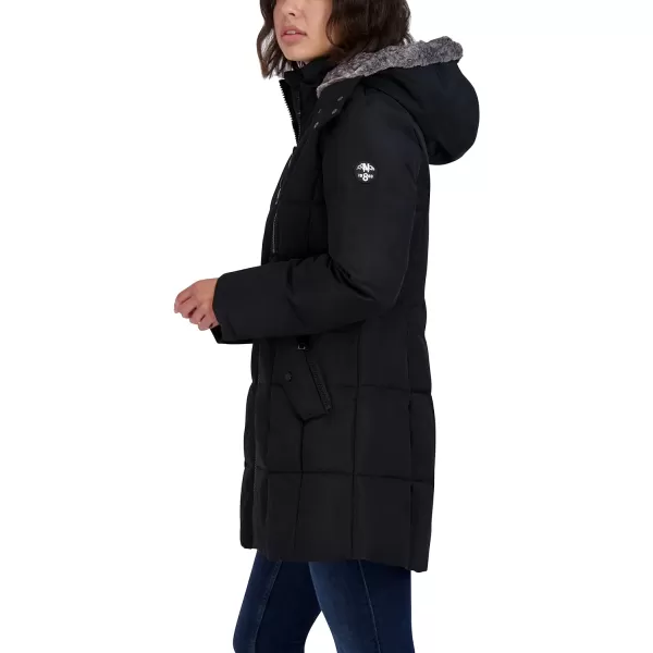 Nautica Womens Heavyweight Puffer Jacket with Faux Fur Lined HoodBlack