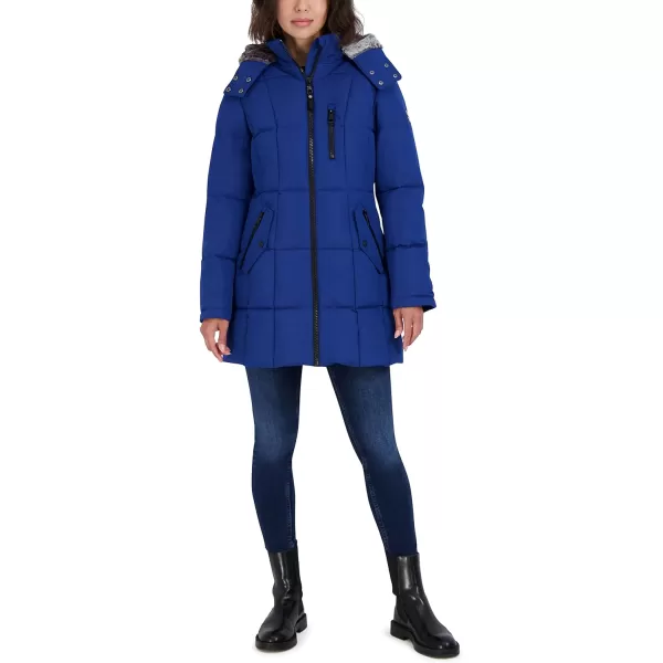 Nautica Womens Heavyweight Puffer Jacket with Faux Fur Lined HoodCobalt