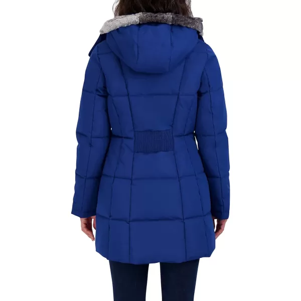 Nautica Womens Heavyweight Puffer Jacket with Faux Fur Lined HoodCobalt