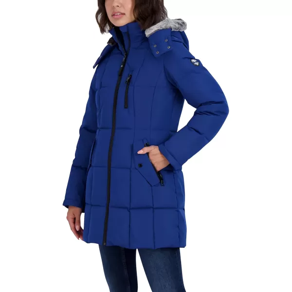 Nautica Womens Heavyweight Puffer Jacket with Faux Fur Lined HoodCobalt