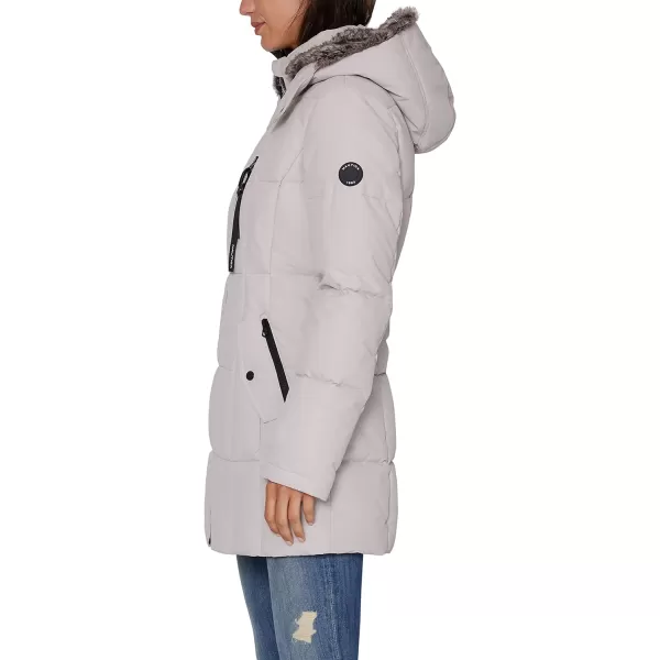 Nautica Womens Heavyweight Puffer Jacket with Faux Fur Lined HoodLimestone