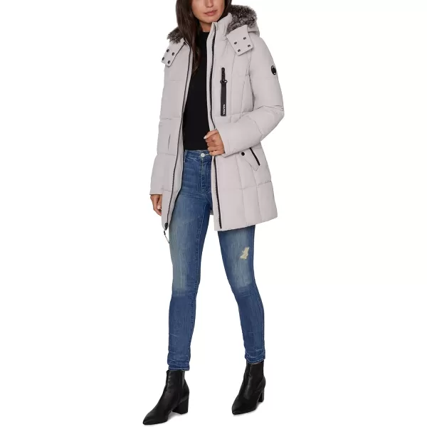 Nautica Womens Heavyweight Puffer Jacket with Faux Fur Lined HoodLimestone