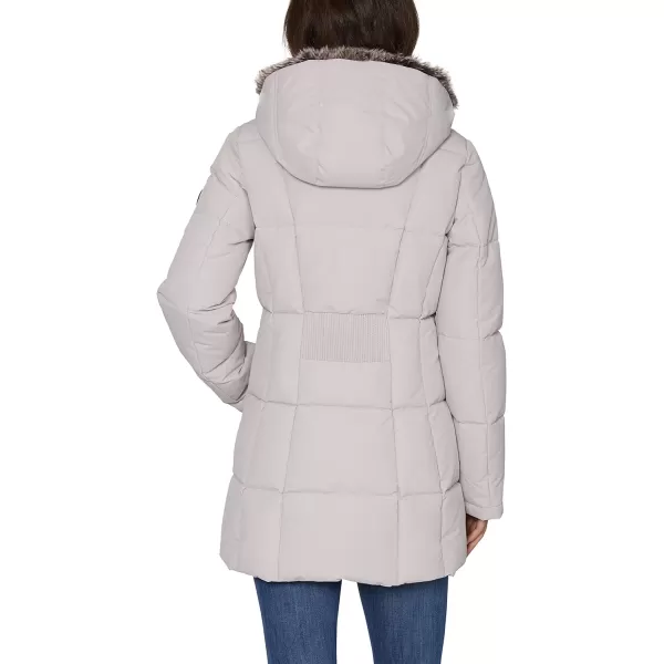 Nautica Womens Heavyweight Puffer Jacket with Faux Fur Lined HoodLimestone