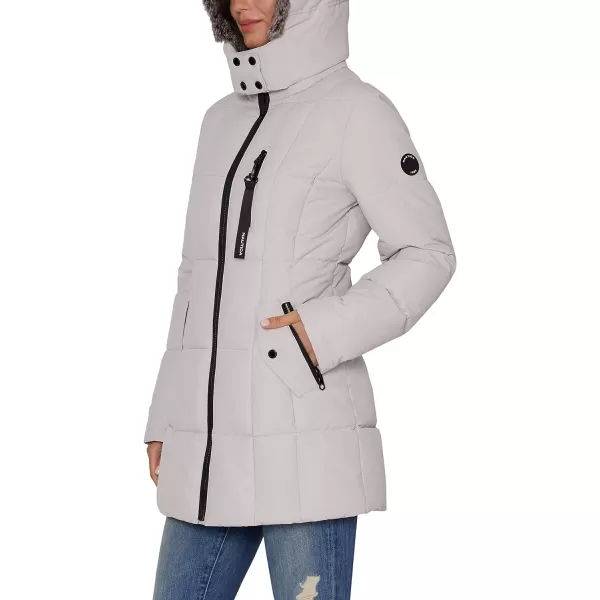 Nautica Womens Heavyweight Puffer Jacket with Faux Fur Lined HoodLimestone