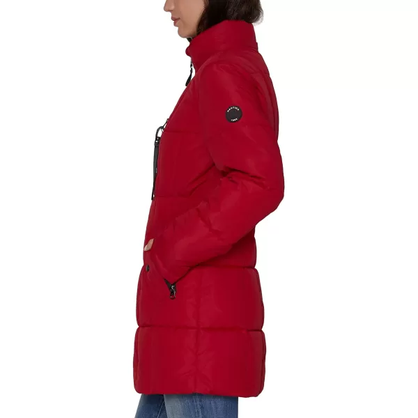 Nautica Womens Heavyweight Puffer Jacket with Faux Fur Lined HoodNautica Red