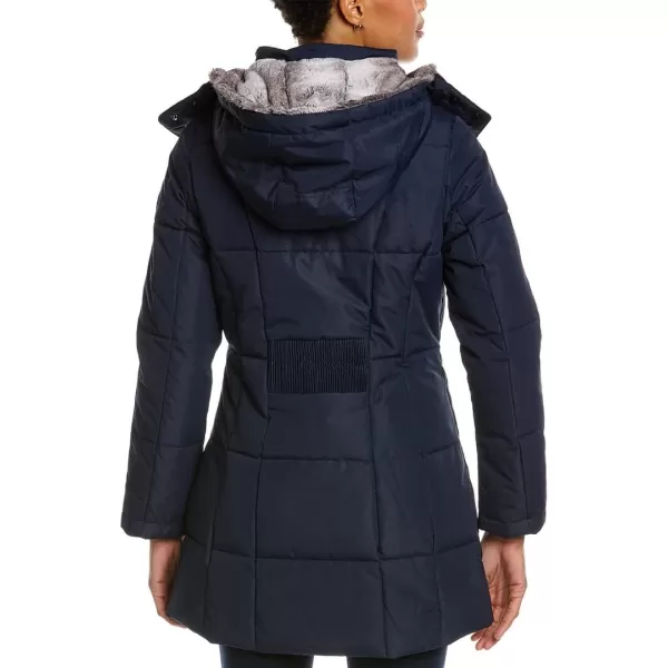 Nautica Womens Heavyweight Puffer Jacket with Faux Fur Lined HoodNavy Seas