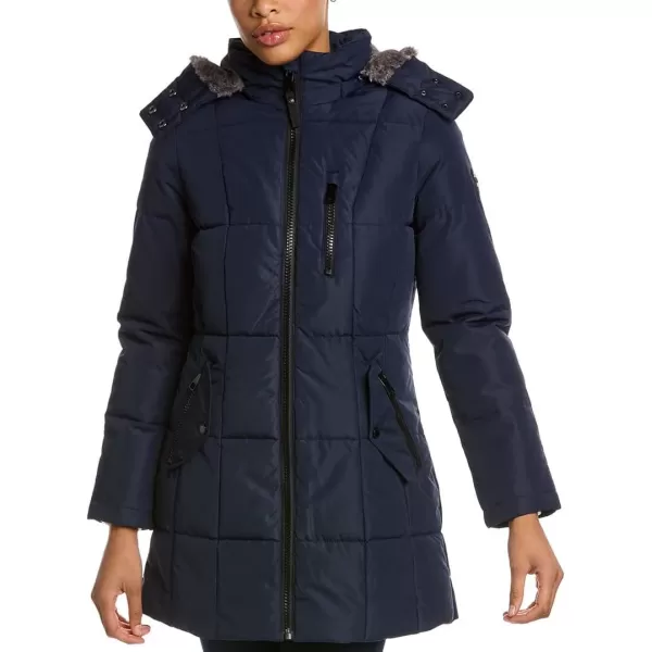 Nautica Womens Heavyweight Puffer Jacket with Faux Fur Lined HoodNavy Seas