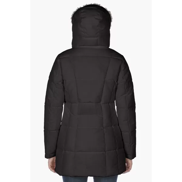 Nautica Womens Heavyweight Puffer Jacket with Faux Fur Lined HoodVintage Black