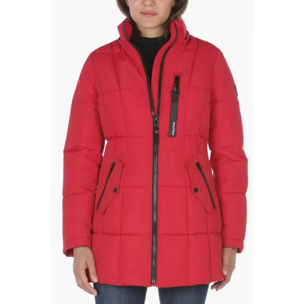 Nautica Womens Heavyweight Puffer Jacket with Faux Fur Lined HoodVintage Nautica Red