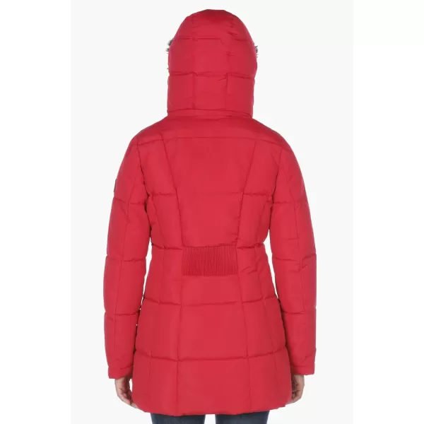 Nautica Womens Heavyweight Puffer Jacket with Faux Fur Lined HoodVintage Nautica Red