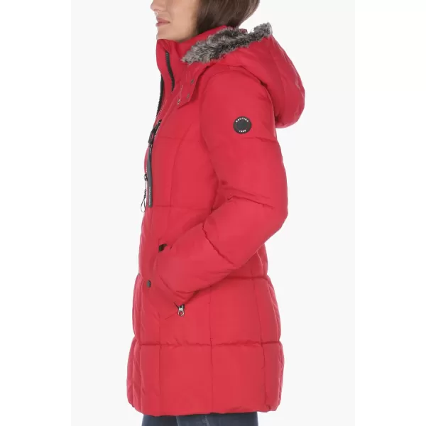 Nautica Womens Heavyweight Puffer Jacket with Faux Fur Lined HoodVintage Nautica Red