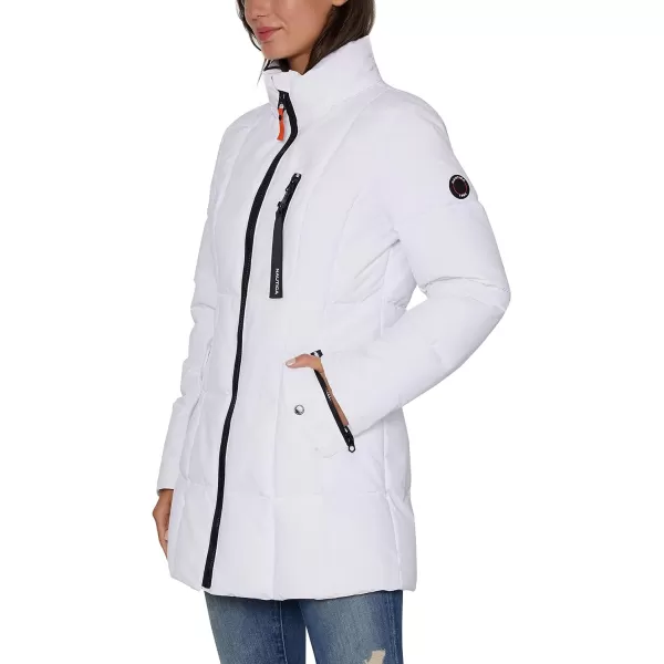 Nautica Womens Heavyweight Puffer Jacket with Faux Fur Lined HoodWinter White