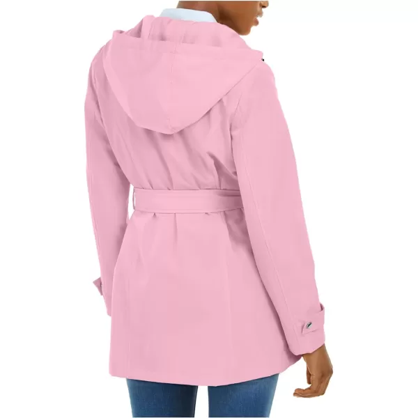 Nautica Womens Hooded Raincoat with Belt JacketDusty Pink