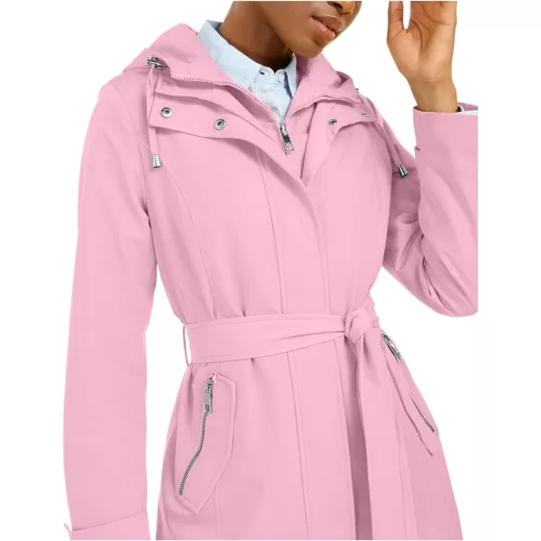 Nautica Womens Hooded Raincoat with Belt JacketDusty Pink