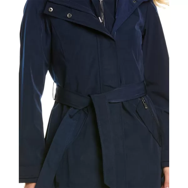 Nautica Womens Hooded Raincoat with Belt JacketNavy Seas