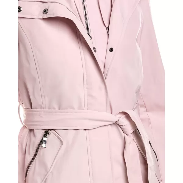 Nautica Womens Hooded Raincoat with Belt JacketPowder Pink