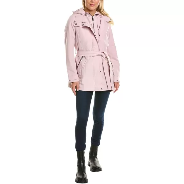 Nautica Womens Hooded Raincoat with Belt JacketPowder Pink