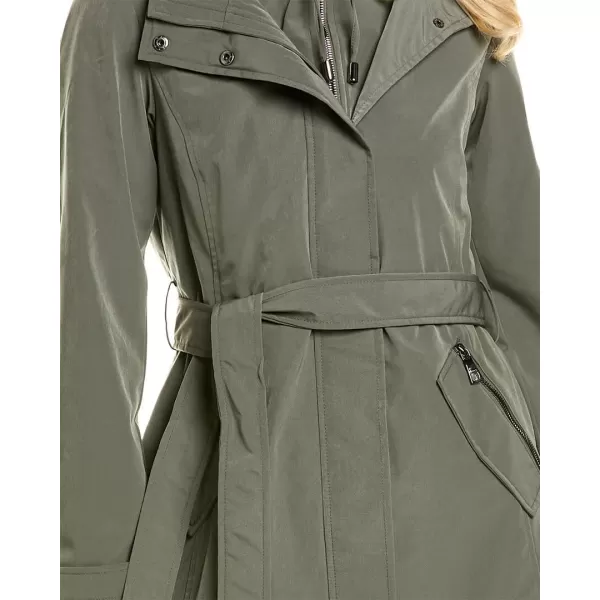 Nautica Womens Hooded Raincoat with Belt JacketSage