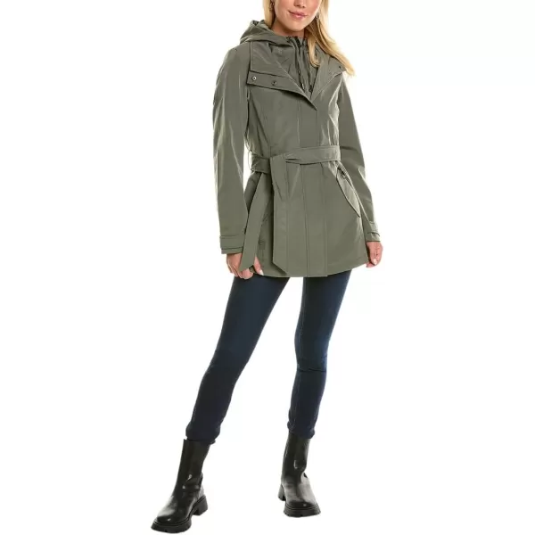 Nautica Womens Hooded Raincoat with Belt JacketSage