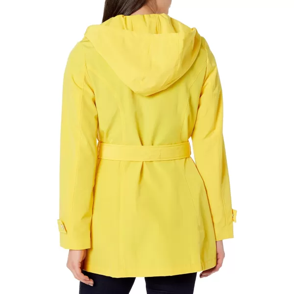 Nautica Womens Hooded Raincoat with Belt JacketSunny Yellow