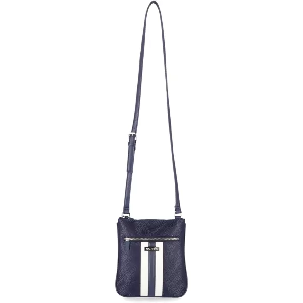 Nautica Womens Lakeside Signature Jaquard North South Crossbody BagNavy