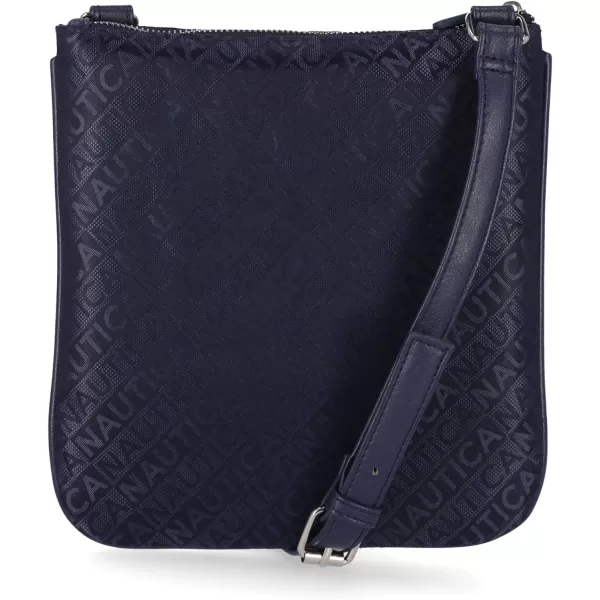 Nautica Womens Lakeside Signature Jaquard North South Crossbody BagNavy