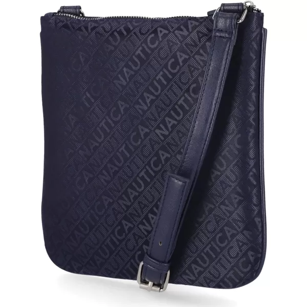 Nautica Womens Lakeside Signature Jaquard North South Crossbody BagNavy