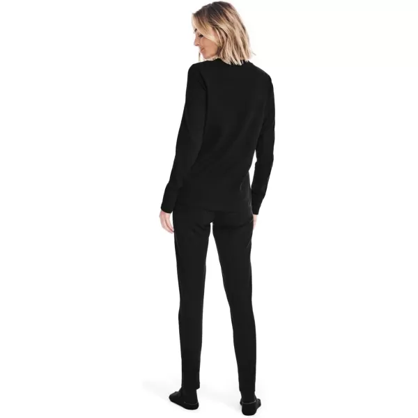 Nautica Womens Long Sleeve Long Johns Base Layer Waffle Thermal Underwear SetBlack