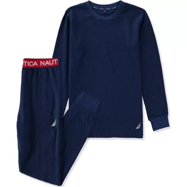 Nautica Womens Long Sleeve Long Johns Base Layer Waffle Thermal Underwear SetNavy