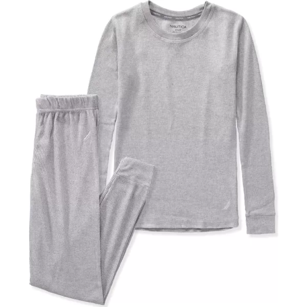 Nautica Womens Long Sleeve Long Johns Base Layer Waffle Thermal Underwear SetTrue Grey