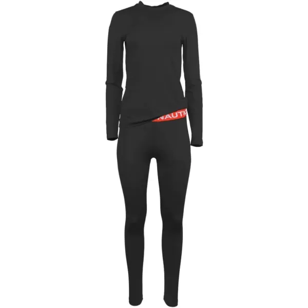 Nautica Womens Long Sleeve Long Johns Thermal Underwear Base Layer SetBlack