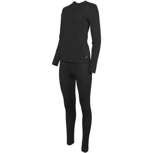 Nautica Womens Long Sleeve Long Johns Thermal Underwear Base Layer SetBlack