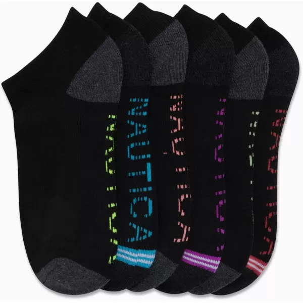 Nautica Womens Low Cut Cushioned Moisture Control Athletic Socks 6 PackBlack