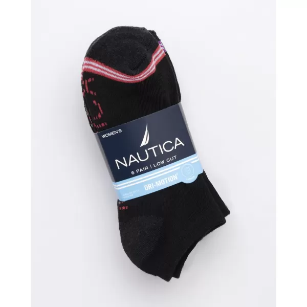 Nautica Womens Low Cut Cushioned Moisture Control Athletic Socks 6 PackBlack