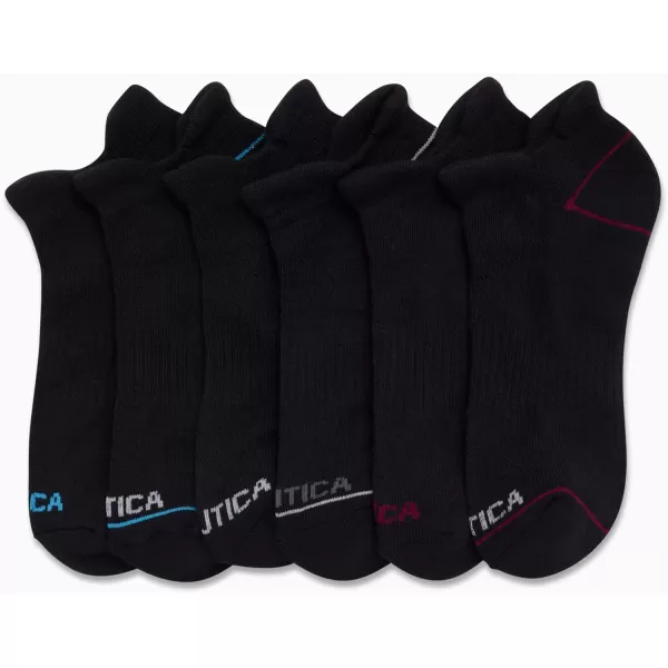 Nautica Womens Low Cut Cushioned Moisture Control Athletic Socks 6 PackBlack Tab