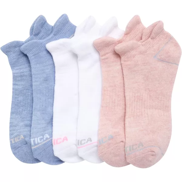 Nautica Womens Low Cut Cushioned Moisture Control Athletic Socks 6 PackPink Heather Tab