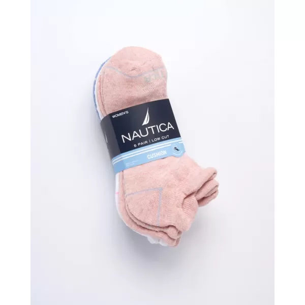 Nautica Womens Low Cut Cushioned Moisture Control Athletic Socks 6 PackPink Heather Tab