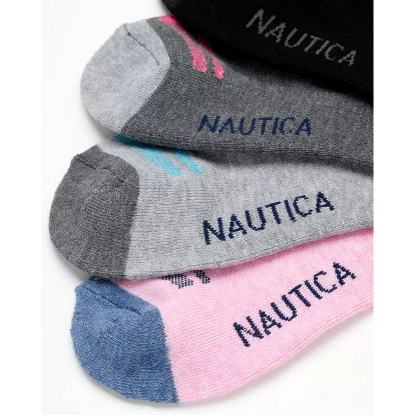 Nautica Womens Low Cut Cushioned Moisture Control Athletic Socks 6 PackPinkWhite Assorted