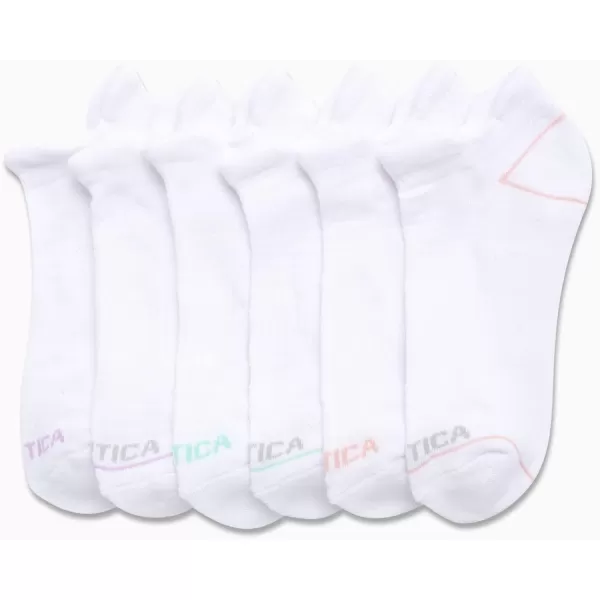 Nautica Womens Low Cut Cushioned Moisture Control Athletic Socks 6 PackWhite Tab