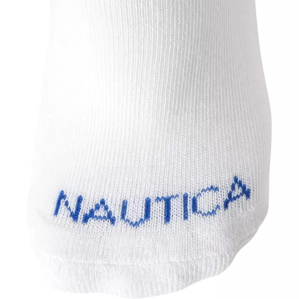 Nautica Womens Low Cut Cushioned Moisture Control Athletic Socks 6 PackWhiteNavy Stripes