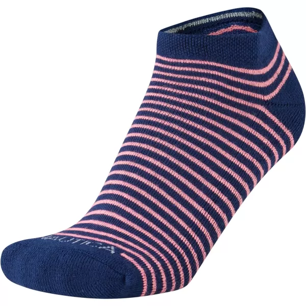 Nautica Womens Low Cut Cushioned Moisture Control Athletic Socks 6 PackWhiteNavy Stripes