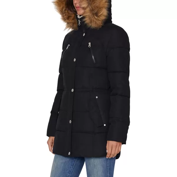 Nautica Womens Microfiber Heavy Weight Parka Down CoatBlack