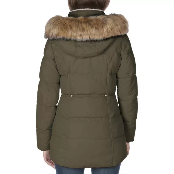 Nautica Womens Microfiber Heavy Weight Parka Down CoatOlive