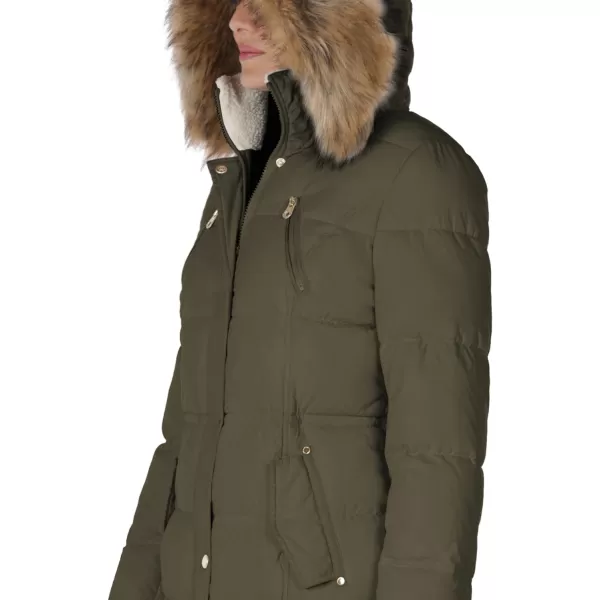 Nautica Womens Microfiber Heavy Weight Parka Down CoatOlive