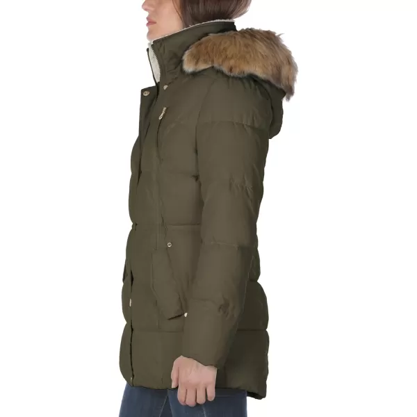 Nautica Womens Microfiber Heavy Weight Parka Down CoatOlive