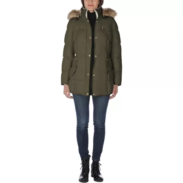 Nautica Womens Microfiber Heavy Weight Parka Down CoatOlive